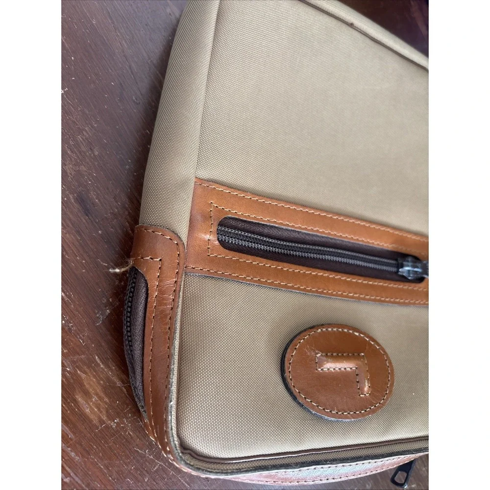 Lancel‎ Paris Unisex Tan Nylon Clutch Travel Bag Vintage Rare